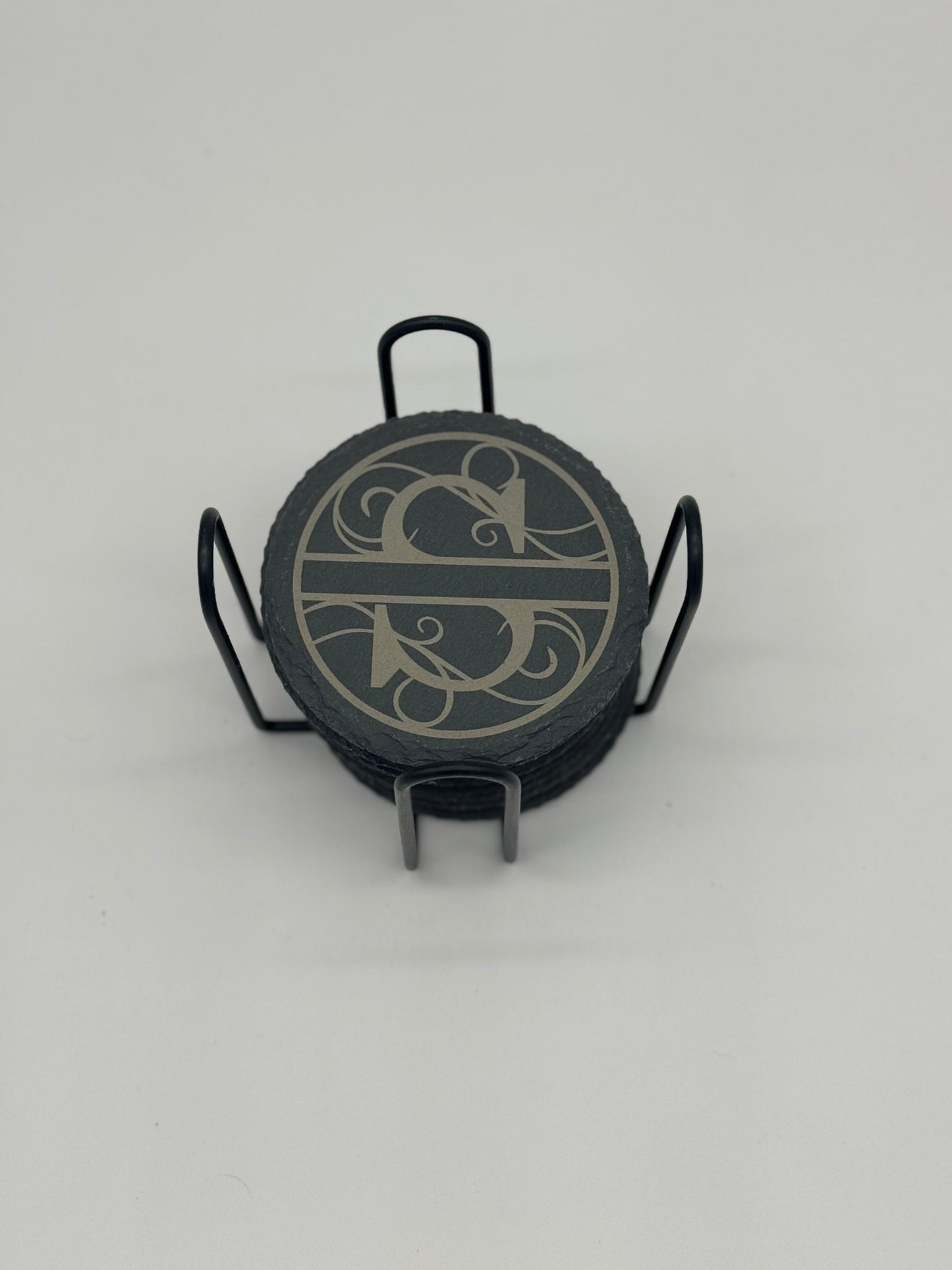 Custom Laser Engraved Slate Coaster Set (10)