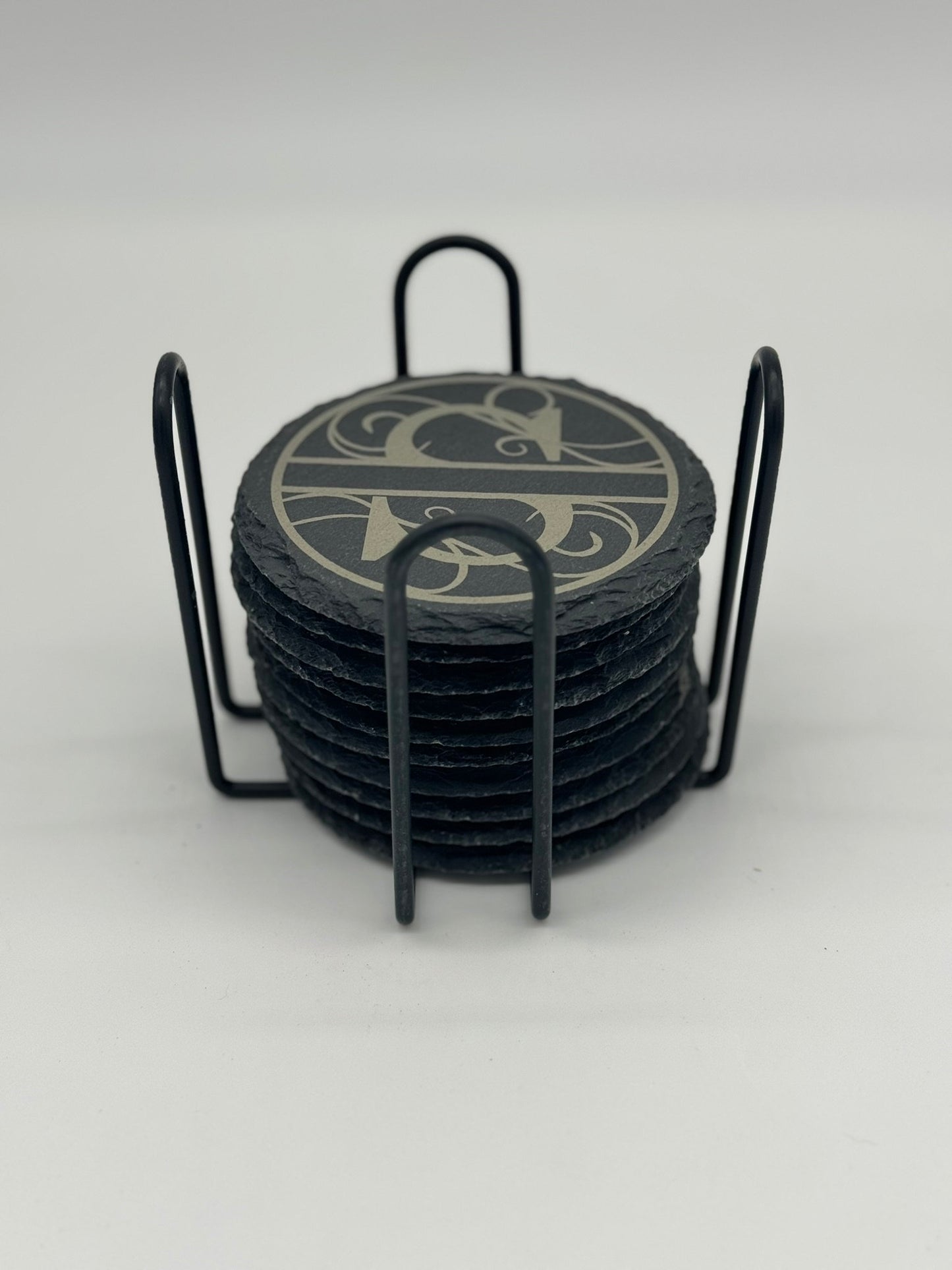 Custom Laser Engraved Slate Coaster Set (10)