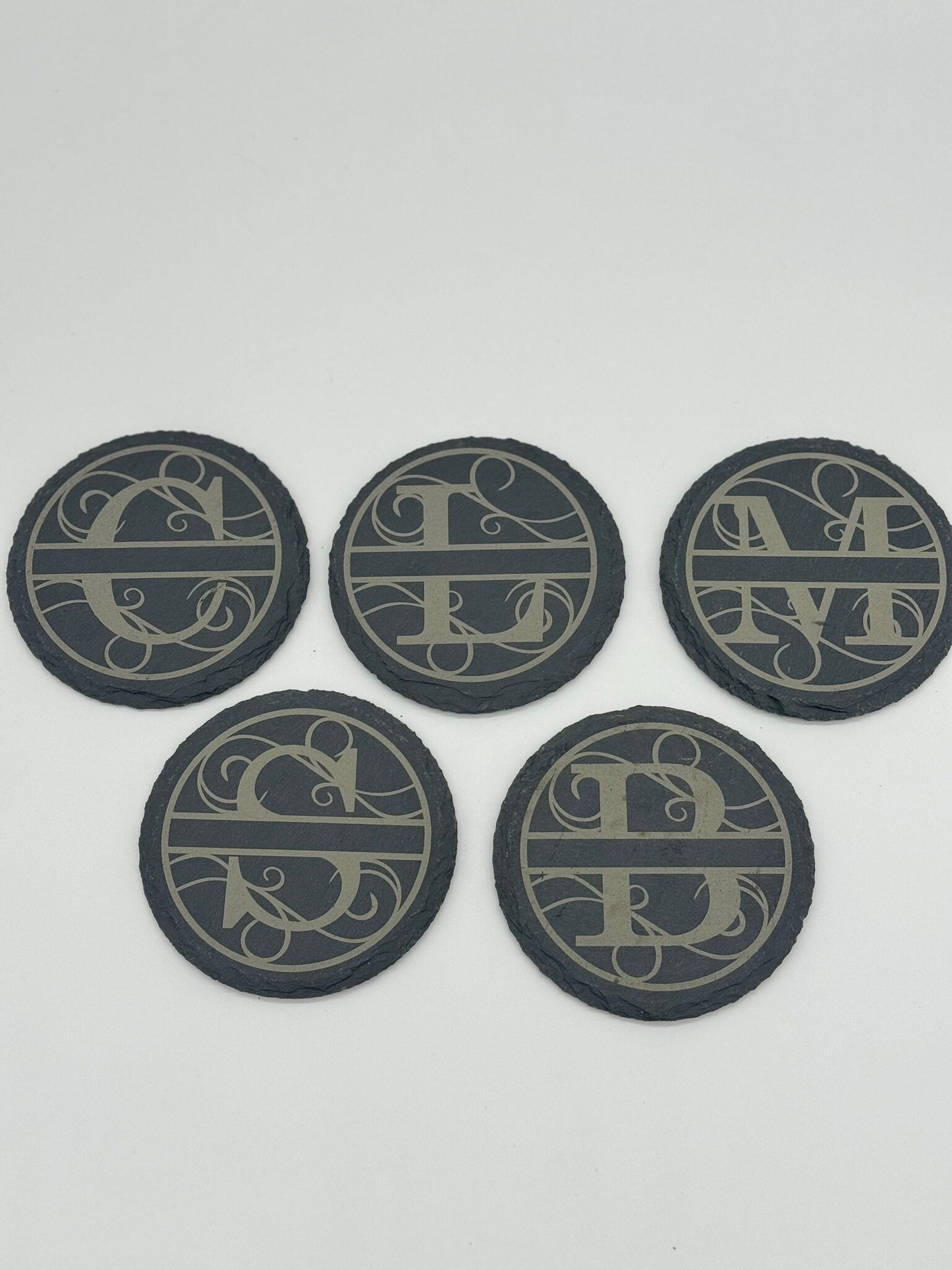 Custom Laser Engraved Slate Coaster Set (10)